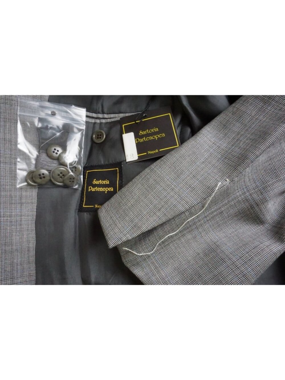 Sartoria Partenopea Gray Blue Plaid Wool 2 Pc Suit Jacket Pant 48R EU 38 US NEW